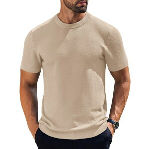 �N�[�t�@���f�B ���f�B�[�X �A�E�^�[ �j�b�g�E�Z�[�^�[ �N���[�l�b�N T�V���c COOFANDY Men's Crew Neck T-Shirts Waffle Knit Short Sleeve Shirts Casual Stylish Tee Shirts Apricot �A�v���R�b�g