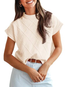�G���[�g�`���C�X ���f�B�[�X �A�E�^�[ �j�b�g�E�Z�[�^�[ �v���X�T�C�Y Elitechoice Women's Plusize Short Sleeve Round Neck Casual Knit Sweater Apricot �A�v���R�b�g
