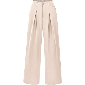 �C�G�X�t�@�b�V���� ���f�B�[�X �{�g���X �J�W���A���p���c ���C�h���b�O �v���[�c Yesfashion Women's High Waisted Wide Leg Dress Pants Pleated Front Work Trousers Casual Office Pants Apricot �A�v���R�b�g