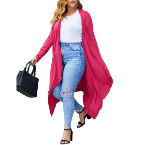 �W�[�O�[ ���f�B�[�X �g�b�v�X T�V���c �h���[�v���X�T�C�Y �J�[�f�B�K�� Zeagoo Women' Plusize Cardigan Long Sleeve Open Front Drape Cardigans Lightweight Long Dusterose Red ���b�h