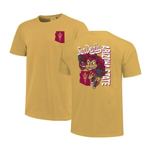 �C���[�W���� ���f�B�[�X �g�b�v�X T�V���c Image One Men's Gold Arizona State Sun Devilsketched Mascot Comfort Colors T-Shirt Asu Gold �S�[���h