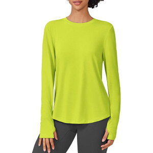 �s���X�p�[�N ���f�B�[�X �g�b�v�X T�V���c Pinspark Women's Long Sleeve UV Protection Workoutop Soft Rash Guard withumb Holeshirt Neon Green �l�I����1
