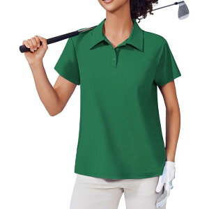 �s���X�p�[�N ���f�B�[�X �g�b�v�X �V���c PINSPARK Women'short Sleeve Golf Polo Shirt Moisture Wicking 3-Button Collared Tennis Athletic Top Green �O���[��