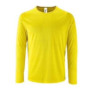 �\���Y ���f�B�[�X �g�b�v�X T�V���c SOLS Mensporty Long Sleeve Performance T-Shirt Neon Yellow �C�G���[