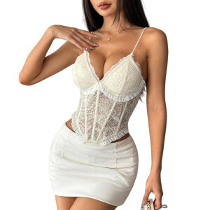 �{�f�B�T�C�Y ���f�B�[�X �g�b�v�X T�V���c �X�����t�B�b�g ���[�X BODDYSIZE Women Slim Fit Bralette Corsetops Lace Bustier Underwirexotic Style Top Apricot �A�v���R�b�g