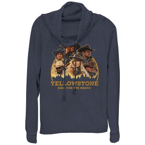 �A�j���L�����N�^�[ ���f�B�[�X �g�b�v�X T�V���c �O���t�B�b�N Licensed Character Women's Yellowstone Ride For The Brand Cowlneck Graphic Lightweight Long Sleeve Navy �l�C�r�[
