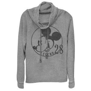 �f�B�Y�j�[ ���f�B�[�X �g�b�v�X T�V���c �O���t�B�b�N Disney's Mickey & Friends Juniors' Legend 28 Cowlneck Graphic Lightweight Long Sleeve Gray Heather �O���[