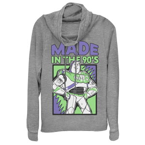 �f�B�Y�j�[ �s�N�T�[ ���f�B�[�X �g�b�v�X T�V���c �O���t�B�b�N Disney / Pixar's Toy Story 4 Juniors' Buzz Lightyear Made In The 90's Cowlneck Graphic Lightweight Long Sleeve Gray Heather �O���[