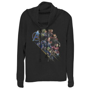 �A�j���L�����N�^�[ ���f�B�[�X �g�b�v�X T�V���c ���S �O���t�B�b�N Licensed Character Juniors' Marvel Avengers Endgame Assembled Team Group Shot Logo Cowlneck Graphic Lightweight Long Sleeve Black �u���b�N