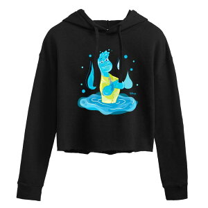 �f�B�Y�j�[ �s�N�T�[ ���f�B�[�X �g�b�v�X T�V���c �N���b�v�h �p�[�J�[ �O���t�B�b�N Disney / Pixar �f s Elemental Wade Ripple Juniors' Cropped Graphic Hoodie Black �u���b�N