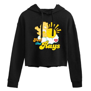 �A�j���L�����N�^�[ ���f�B�[�X �g�b�v�X T�V���c �N���b�v�h �p�[�J�[ Licensed Character Juniors' Care Bears Feel The Rays Cropped Hoodie Black �u���b�N