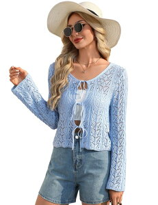 �G���[�g�`���C�X ���f�B�[�X �A�E�^�[ �j�b�g�E�Z�[�^�[ V�l�b�N �J�[�f�B�K�� Elitechoice Women's Long Sleeve Open Front V-Neck Cardigan Knit Sweater Sky Blue �u���[