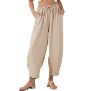 �C�G�X�t�@�b�V���� ���f�B�[�X �{�g���X �J�W���A���p���c �A���N�� Yesfashion Womens High Waisted Baggy Drawstring Elastic Waisted Anklength Palazzo Casual Pants with Pockets Apricot �A�v���R�b�g
