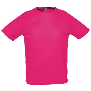 �\���Y ���f�B�[�X �g�b�v�X T�V���c SOLS Mensporty Short Sleeve Performance T-Shirt Neon Pink �s���N