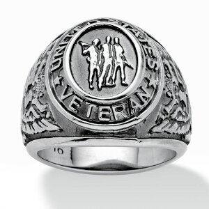 �p�[���r�[�`�W���G���[ ���f�B�[�X �A�N�Z�T���[ �����O T�V���c PalmBeach Jewelry Men's Veteran Signet Ring in Stainlessteel White �z���C�g