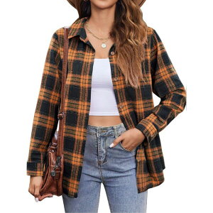 �W�[�O�[ ���f�B�[�X �g�b�v�X �V���c �{�^���_�E�� Zeagoo Women's Plaid Flannel Button Down Shirts Long Sleeve Casual Fall Fashion Tops Blue �u���[