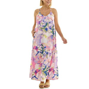 �j�R���~���[ ���f�B�[�X �g�b�v�X �����s�[�X �v�����g �T�e�� �}�L�V Women's Nicole Miller Printed Satin Maxi Slip Dress Dreamscape