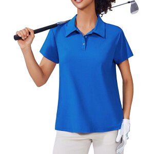 �s���X�p�[�N ���f�B�[�X �g�b�v�X �V���c PINSPARK Women'short Sleeve Golf Polo Shirt Moisture Wicking 3-Button Collared Tennis Athletic Top Blue �u���[