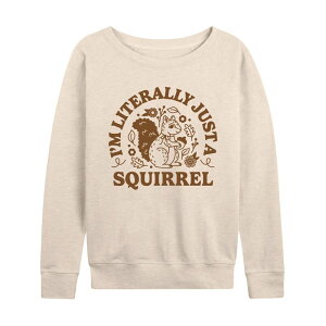 �A�j���L�����N�^�[ ���f�B�[�X �g�b�v�X T�V���c �p�C�� Licensed Character Women's I'm Literally Just A Squirrel French Terry Long Sleeve Tee Beige �x�[�W��