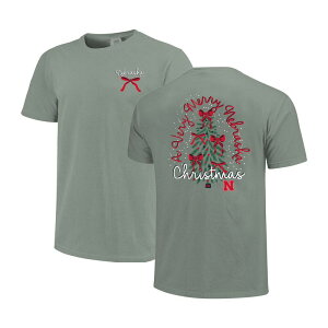 �C���[�W���� ���f�B�[�X �g�b�v�X T�V���c Image One Women's Light Greenebraska Huskers Christmas Tree Comfort Colors T-Shirt Neb Lt Gre �O���[��