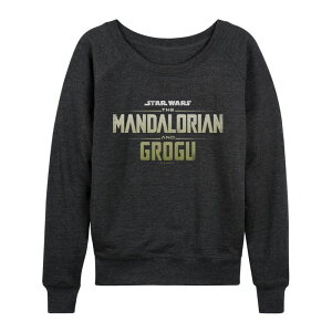 �X�^�[ �E�H�[�Y ���f�B�[�X �g�b�v�X T�V���c �p�C�� ���S Women'star Wars The Mandalorian & Grogu Logo French Terry Long Sleeve Tee Heather Charcoal �`���R�[��
