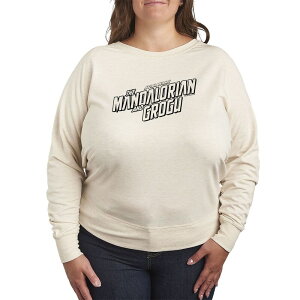 �X�^�[ �E�H�[�Y ���f�B�[�X �g�b�v�X T�V���c �v���X�T�C�Y �p�C�� ���S Plusize Star Wars The Mandalorian & Grogu Logo French Terry Long Sleeve Tee Beige �x�[�W��