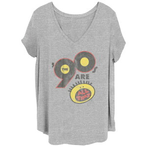 �j�R���f�I�� ���f�B�[�X �g�b�v�X T�V���c �v���X�T�C�Y ���S �O���t�B�b�N Juniors' Plusize Nickelodeon The '90s Are All That Distressed Logo Graphic Tee Heather Gray �O���[
