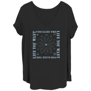 �A�j���L�����N�^�[ ���f�B�[�X �g�b�v�X T�V���c �v���X�T�C�Y �O���t�B�b�N Licensed Character Juniors' Plusize Visualize The Life You Want Sun Graphic Tee Black �u���b�N