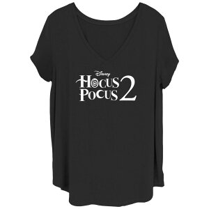 �f�B�Y�j�[ ���f�B�[�X �g�b�v�X T�V���c �v���X�T�C�Y ���S �O���t�B�b�N Disney's Hocus Pocus 2 Juniors' Plusize Simple Logo Stacked Graphic Tee Black �u���b�N