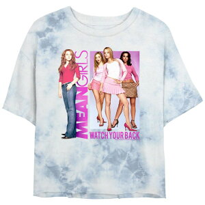 �A�j���L�����N�^�[ ���f�B�[�X �g�b�v�X T�V���c �N���b�v�h �O���t�B�b�N Licensed Character Juniors' Mean Girls Watch Your Back Bombard Wash Cropped Graphic Tee White Blue �z���C�g