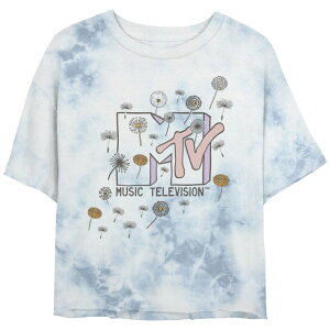 �A�j���L�����N�^�[ ���f�B�[�X �g�b�v�X T�V���c �N���b�v�h �O���t�B�b�N Licensed Character Juniors' MTV Music Television Dandelion Bombard Wash Cropped Graphic Tee White Blue �z���C�g