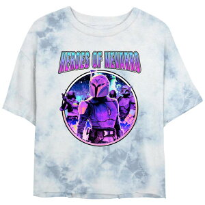 �A�j���L�����N�^�[ ���f�B�[�X �g�b�v�X T�V���c �O���t�B�b�N Licensed Character Juniors' Star Wars The Mandalorian Heroes Of Nevarro Crop Top Graphic Tee White Blue �z���C�g
