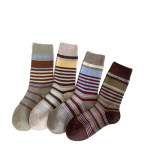 �A���i�J�V ���f�B�[�X �A���_�[�E�F�A �C�� �j�b�g Anna-Kaci 4 Pairstriped Knit Crew Socksoft Stretch Everyday Cozy Socks for Casual Wear Multicolor �}���`�J���[