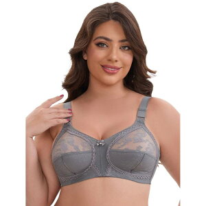 �C���X�p�C�A �V�b�N ���f�B�[�X �A���_�[�E�F�A �u���W���[ V�l�b�N ���[�X INSPIRE CHIC Women's V-Neck Full Cup Wireless Adjustable Straps Bralette Lace Back Double Breasted Everyday Bras Grey �O���[