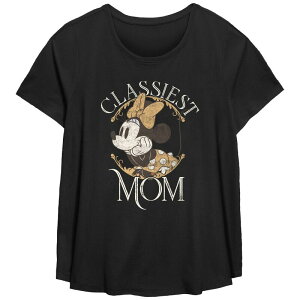 �f�B�Y�j�[ ���f�B�[�X �g�b�v�X T�V���c �v���X�T�C�Y Disney's Minnie Mouse Missy Plusize Classiest Mom Retro Scoop Hem Tee Black �u���b�N