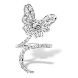 �p�[���r�[�`�W���G���[ ���f�B�[�X �A�N�Z�T���[ �����O PalmBeach Jewelry 1.07 Cttw. Platinum-Plated Pear-Cut Cubic Zirconia Butterfly Wraparound Ring White �z���C�g
