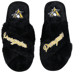 �A���u�����f�b�h ���f�B�[�X �V���[�Y �T���_�� Unbranded Women's FOCO Pittsburgh Penguinscript Crosslide Slippers Png Black �u���b�N