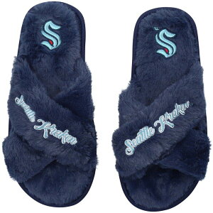 �A���u�����f�b�h ���f�B�[�X �V���[�Y �T���_�� Unbranded Women's FOCO Seattle Kraken Script Crosslide Slippers Krk Blue �u���[