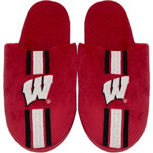yz Aufbh Y T_ V[Y Men's FOCO Wisconsin Badgers Striped Team Slippers Wis Red