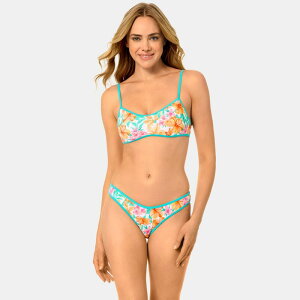 �n�[���[ ���f�B�[�X ���� �g�b�v�̂� �R���g���X�g Juniors' Hurley Rib Contrast Binding Swim Top Tropic Punch