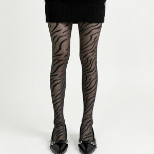 �A���i�J�V ���f�B�[�X �A���_�[�E�F�A �C�� �V�A�[ Anna-Kaci Women'sheer Tights with Sparkly Zebra Stripe Pattern Black �u���b�N