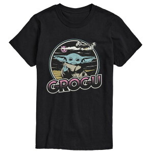 �A�j���L�����N�^�[ ���f�B�[�X �g�b�v�X T�V���c �O���t�B�b�N Licensed Character Men's The Mandalorian Grogu Intergalactic Graphic Tee Black �u���b�N