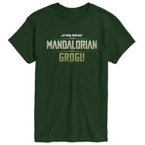 �A�j���L�����N�^�[ ���f�B�[�X �g�b�v�X T�V���c ���S �O���t�B�b�N Licensed Character Men's The Mandalorian & Grogu Logo Graphic Tee Forest Green �O���[��
