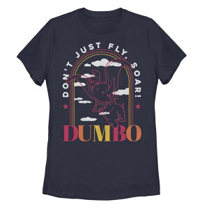 �f�B�Y�j�[ ���f�B�[�X �g�b�v�X T�V���c Disney's Dumbo Line Art Don't Just Fly Soar Juniors' Tee Navy �l�C�r�[