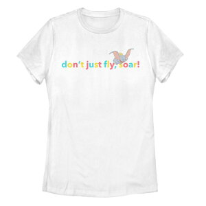 �f�B�Y�j�[ ���f�B�[�X �g�b�v�X T�V���c �O���t�B�b�N Disney's Dumbo Juniors' Don't Just Fly Soar Typographic Tee White �z���C�g