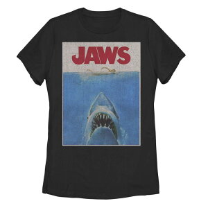 �A�j���L�����N�^�[ ���f�B�[�X �g�b�v�X T�V���c �O���t�B�b�N Licensed Character Juniors' Jaws Classic Retro Shark Attack Poster Graphic Tee Black �u���b�N