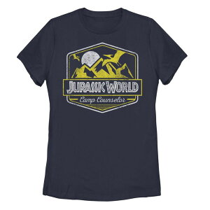 �A�j���L�����N�^�[ ���f�B�[�X �g�b�v�X T�V���c Licensed Character Juniors Jurassic World Camp Counselor Emblem Tee Navy �l�C�r�[