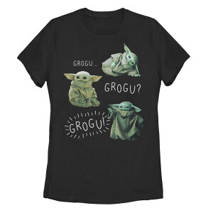 �A�j���L�����N�^�[ ���f�B�[�X �g�b�v�X T�V���c Licensed Character Juniors' Star Wars: The Mandalorian Grogu Tee Black �u���b�N