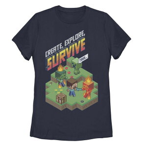 �A�j���L�����N�^�[ ���f�B�[�X �g�b�v�X T�V���c �L���b�v �P�[�v Licensed Character Juniors' Minecraft Createxplore Survive Landscape Portraitee Navy �l�C�r�[