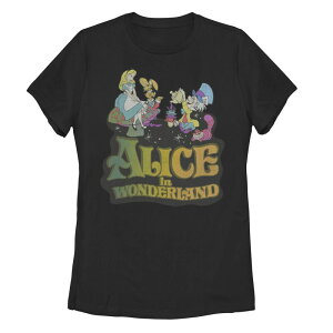 �f�B�Y�j�[ ���f�B�[�X �g�b�v�X T�V���c �O���t�B�b�N Disney's Alice In Wonderland Juniors' Mad Tea Party Movie Poster Graphic Tee Black �u���b�N